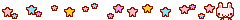 a row of stars with a bunny at the end