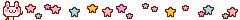 a row of stars with a bunny at the end