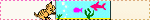 a wide image with an orange cat tapping at the side of a fish tank with two orange fish
