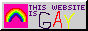 a button that says this website is gay with a drawn rainbow in the left corner