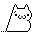 a small ascii white cat with a :3 face and a slight tilt to his brow so he looks a bit sad